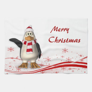 Linge De Cuisine Caricature Noël du Père Noël Penguin