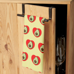 Linge De Cuisine Caricature Vert De L'Avocado Dans Le Coeur Rouge