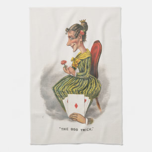 Linge De Cuisine Caricature Victorienne de Femme en Robe Rayée - As