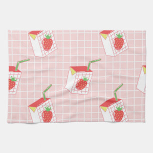 Linge De Cuisine Caricatures de Lait de fraise : Motif