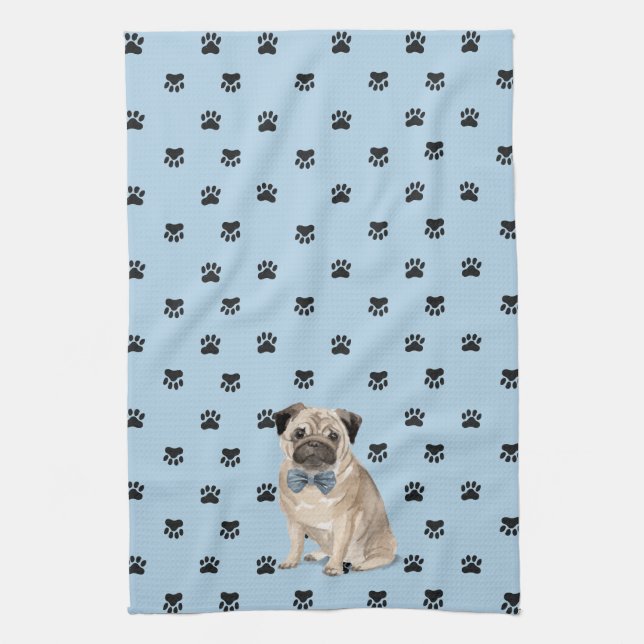 Linge De Cuisine Carlin Dog Empreinte de patte Motif (Vertical)