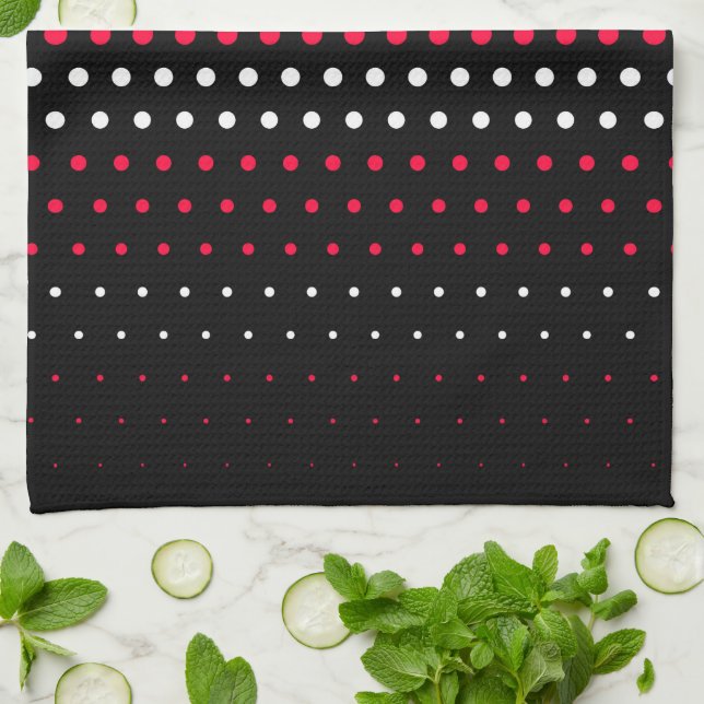 Linge De Cuisine Carmine rouge et blanc Polka point (Plié)