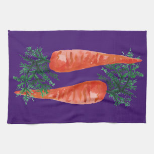 Linge De Cuisine Carottes d'aquarelle violet
