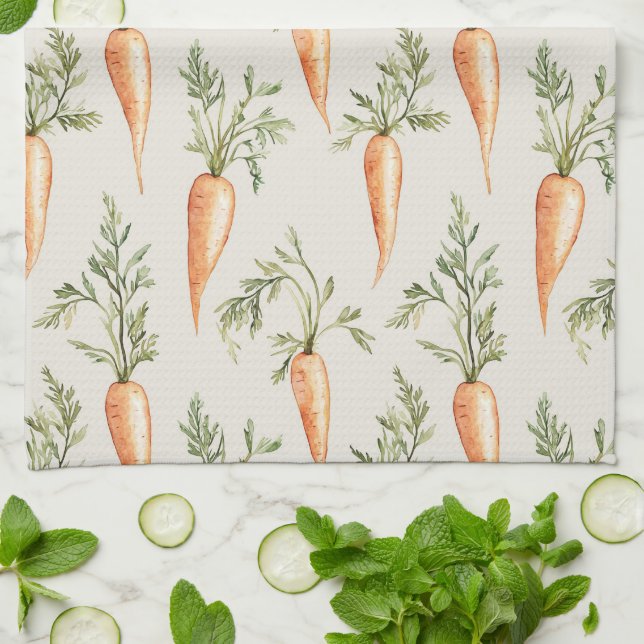 Linge De Cuisine Carottes légumes de cottage  (Plié)