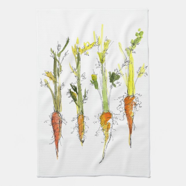 Linge De Cuisine Carottes Légumes Jardin Illustration Cuisine Art (Vertical)