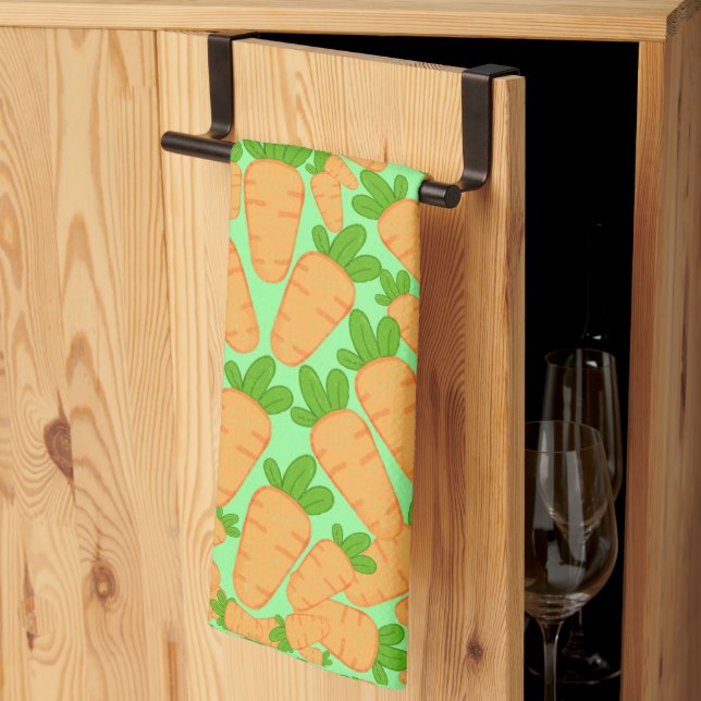 Linge De Cuisine Carottes Oranges Et Vertes (Pliage en tiers)