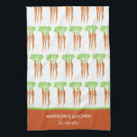 Linge De Cuisine Carottes Rustiques Français Personnalisées<br><div class="desc">Aquarelle personnalisée peinte à la main de trois carottes avec texte français lisant les carottes,  les carottes.</div>