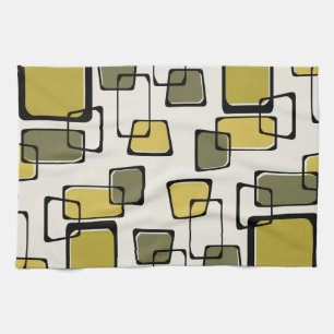 Linge De Cuisine Carré biaisé Motif du milieu du siècle Chartreuse