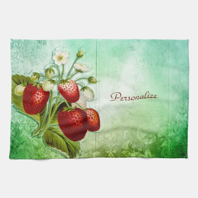 Linge De Cuisine Carré de fraises Vintage Shabby (Horizontal)