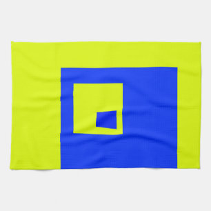 Linge De Cuisine Carré jaune et bleu