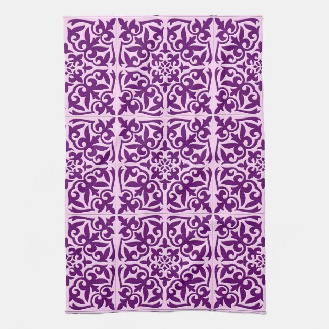 Linge De Cuisine Carreau marocain - violet et orchidée (Vertical)