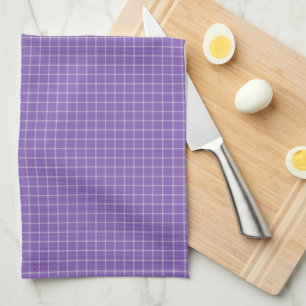 Linge De Cuisine Carreaux à larges mailles lavande profond et blanc