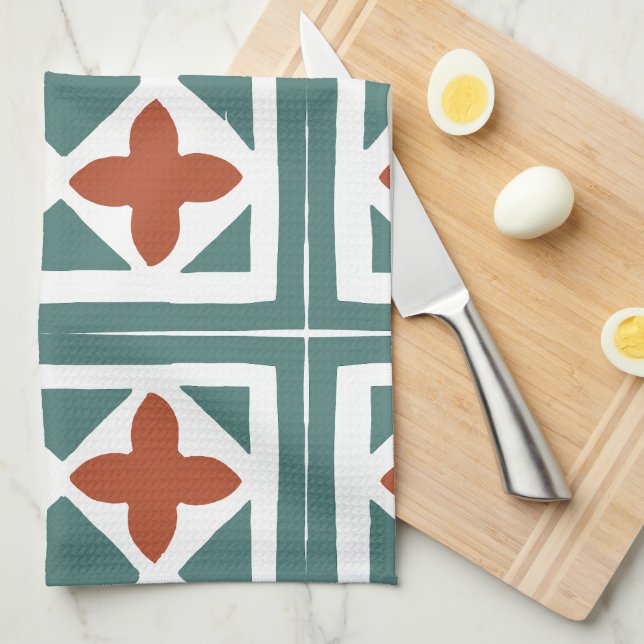 Linge De Cuisine Carreaux Andalous 15 (Quart Plié)