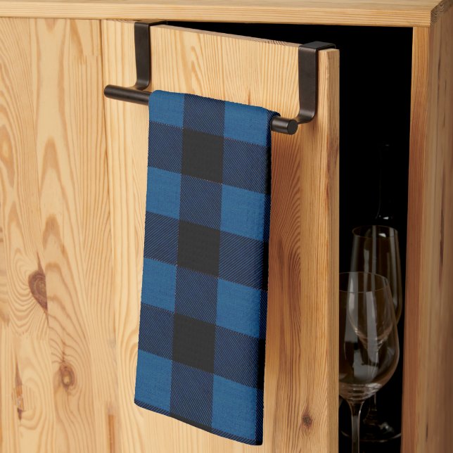 Linge De Cuisine Carreaux Bûcheron Bleu (Pliage en tiers)
