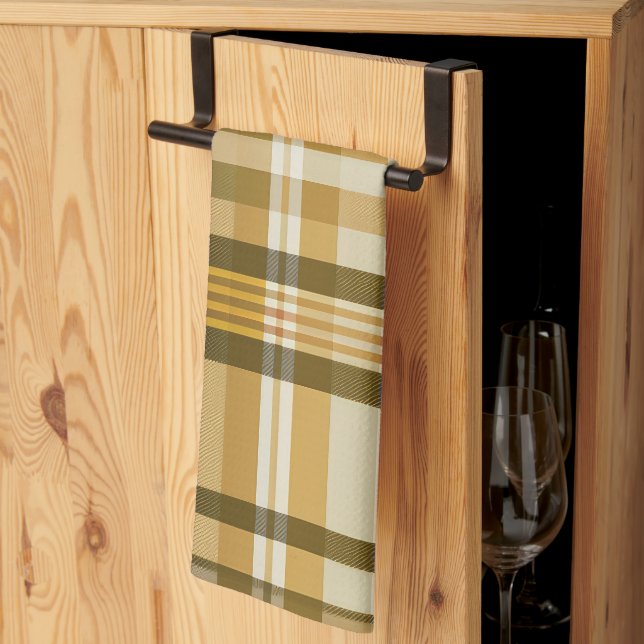 Linge De Cuisine Carreaux de style classique or et beige (Pliage en tiers)