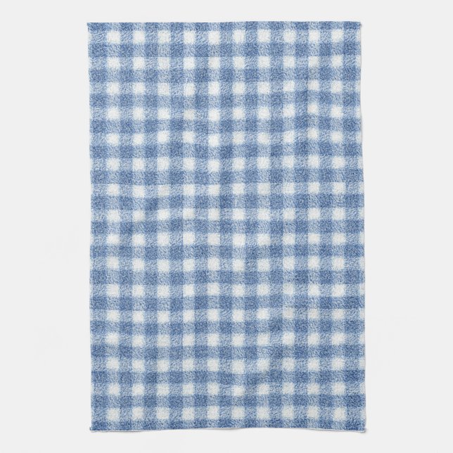 Linge De Cuisine Carreaux Gingham Bleu et Blanc Classiques  (Vertical)