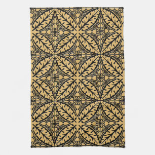 Linge De Cuisine Carreaux marocains - beige chameau et noir