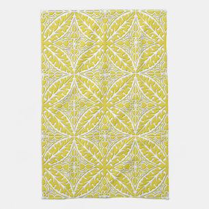 Linge De Cuisine Carreaux marocains - or moutarde et blanc