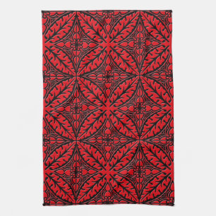 Linge De Cuisine Carreaux marocains - rouge foncé et noir