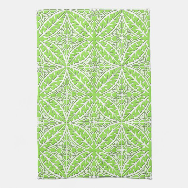 Linge De Cuisine Carreaux marocains - vert citron et blanc (Vertical)