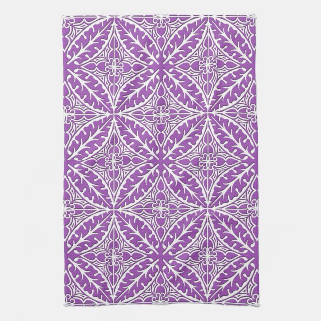 Linge De Cuisine Carreaux marocains - violet et blanc (Vertical)