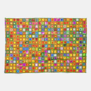 Linge De Cuisine Carreaux multicolores 'Terracotta' Orange Motif
