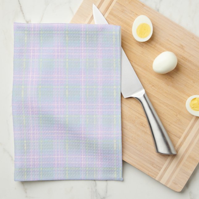 Linge De Cuisine Carreaux Prairie Bleu Aqua (Quart Plié)