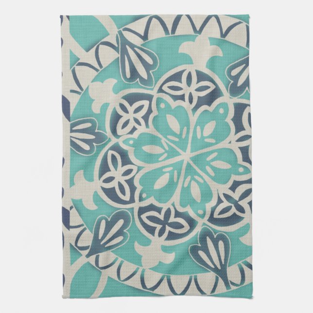 Linge De Cuisine Carrelage Batik Bleu I (Vertical)