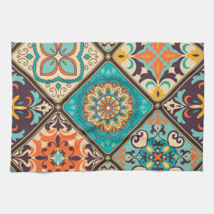 Linge De Cuisine Carrelage en patchwork coloré : Motifs islamiques.