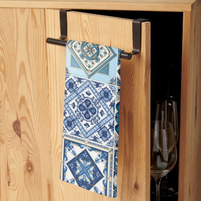 Linge De Cuisine Carrelage méditerranéen, Portugais, Azulejo, Majol (Pliage en tiers)