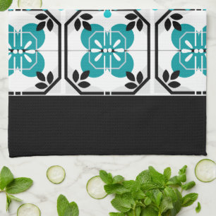 Linge De Cuisine Carrelage noir et turquoise Design Cuisine Serviet