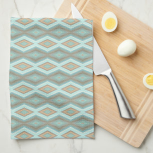 Linge De Cuisine Carrés Art Beige Aqua Turquoise Vert Menthe