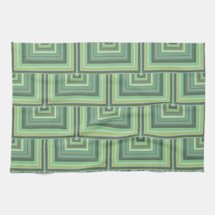 Linge De Cuisine Carrés écailles vert olive motif