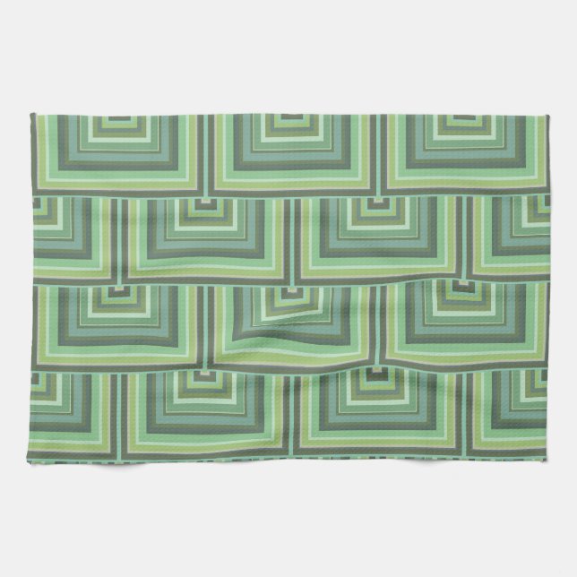 Linge De Cuisine Carrés écailles vert olive motif (Horizontal)