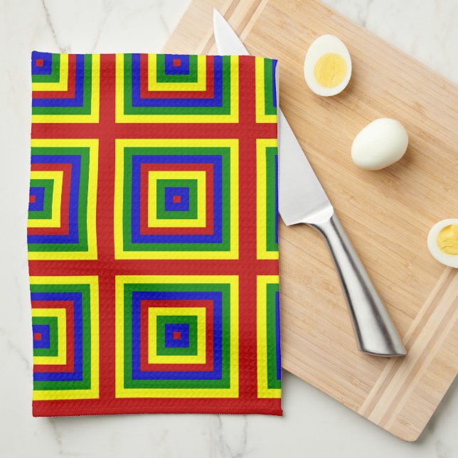 Linge De Cuisine Carrés en couche des couleurs primaires (Quart Plié)