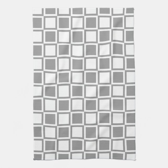 Linge De Cuisine Carrés gras gris Mod (Vertical)