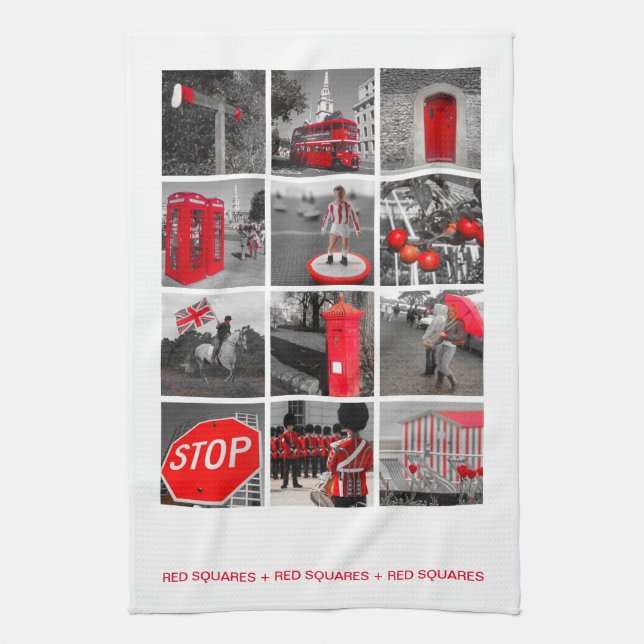 Linge De Cuisine Carrés rouges (Vertical)