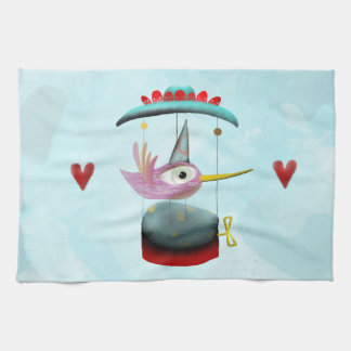 Linge De Cuisine Carrousel Coeurs d'oiseau aquarelle ciel magique