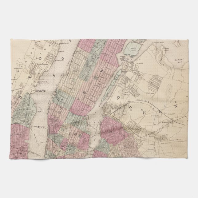 Linge De Cuisine Carte 1868 de New York et de Brooklyn (Horizontal)