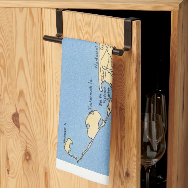 Linge De Cuisine Carte ancienne de Nantucket  (Pliage en tiers)