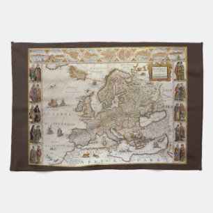 Linge De Cuisine Carte antique de l'Europe par Willem Jansz Blaeu, 