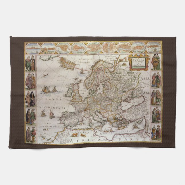 Linge De Cuisine Carte antique de l'Europe par Willem Jansz Blaeu,  (Horizontal)