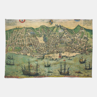 Linge De Cuisine Carte antique de Lisbonne, Portugal par Braun/Hoge