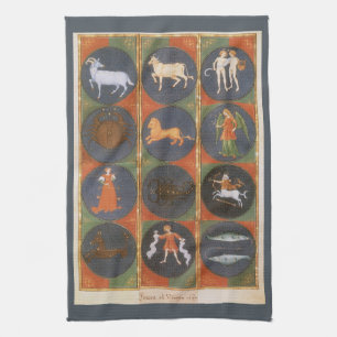 Linge De Cuisine Carte céleste vintage, carte astrologique du zodia
