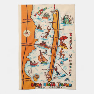 Linge De Cuisine Carte colorée de Long Beach Island 