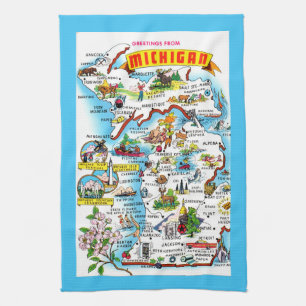 Linge De Cuisine Carte colorée du Michigan