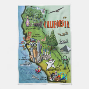 Linge De Cuisine Carte de bande dessinée de la Californie