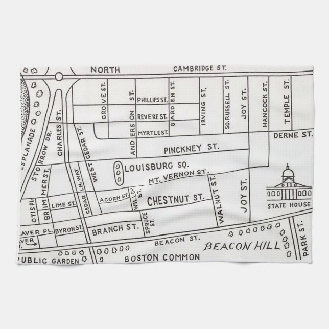 Linge De Cuisine Carte de Beacon Hill à Boston  (Horizontal)