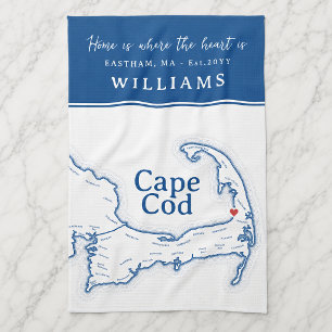 Linge De Cuisine Carte de Cape Cod Bleu Marine Nouvelle Maison