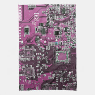 Linge De Cuisine Carte de circuit Geek d'ordinateur violet